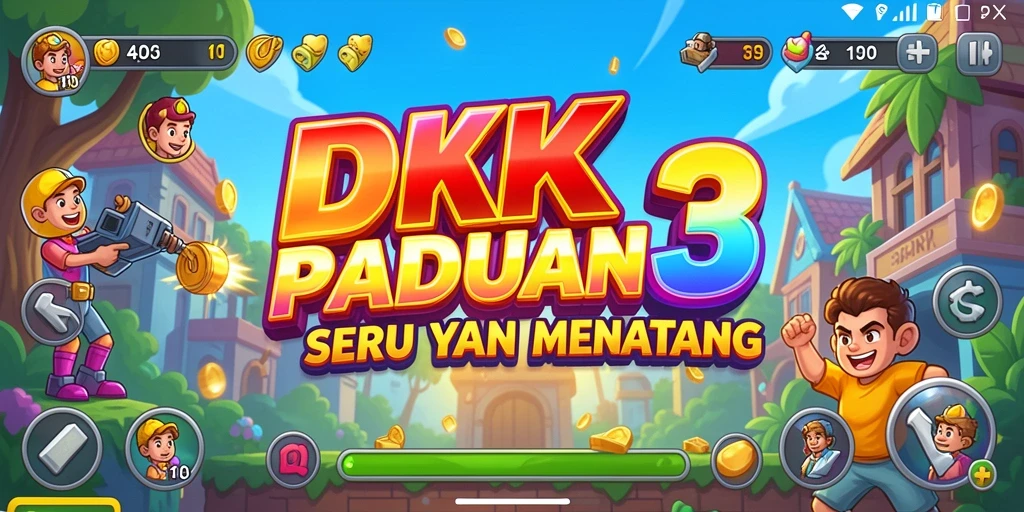 Tampilan gameplay DKK yang penuh warna dan menantang.