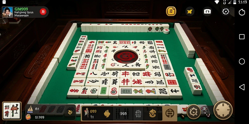 Tampilan gameplay menantang dalam GIM999 dengan ubin Mahjong yang berwarna-warni.