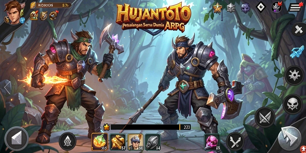 Tampilan gameplay seru dan aksi mendebarkan di HUJANTOTO.