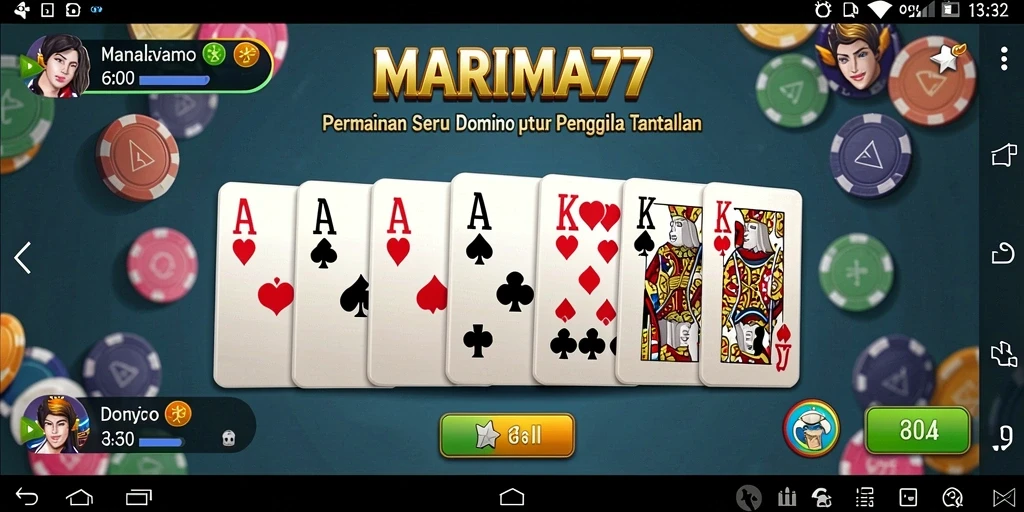 Screenshot MARIMA77 menampilkan pengalaman gameplay seru dalam permainan Domino.