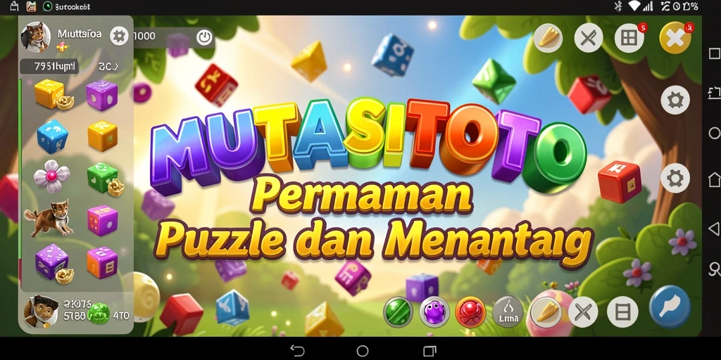 Screenshot gameplay puzzle MUTASITOTO menampilkan tantangan menarik.