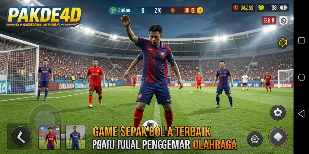 Tampilan gameplay PAKDE4D yang memukau dan realistis dari lapangan sepak bola.