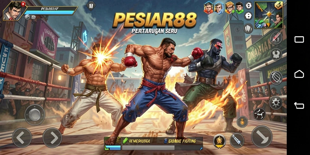 Tangkapan layar menunjukkan pertarungan seru di PESIAR88 dengan grafis yang mengagumkan.