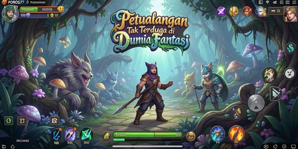 Tampilan gameplay petualangan seru di POROS77 dengan karakter unik.